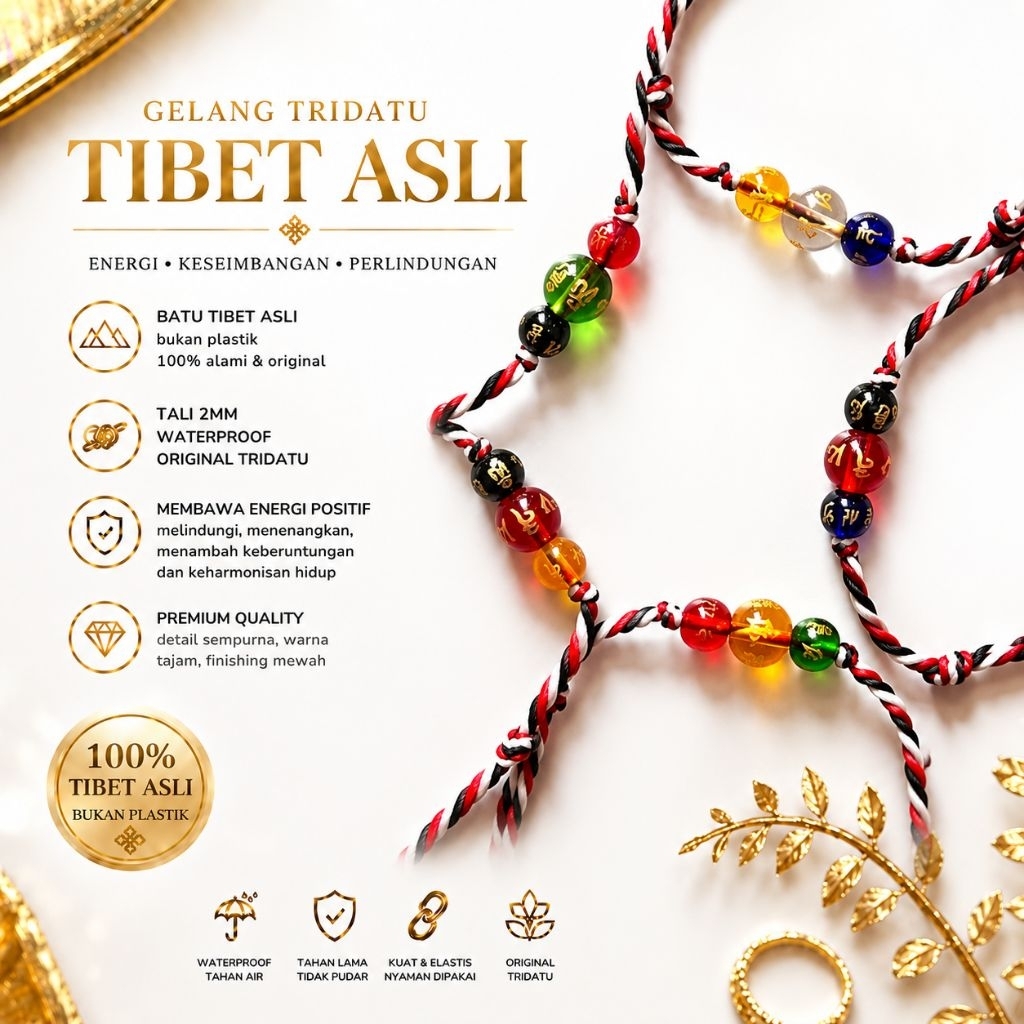 GELANG 3 WARNA TRIDATU KELAHIRAN PASARAN JAWA HAS ASLI ORIGINAL BALI ALL SIZE CEWEK COWOK