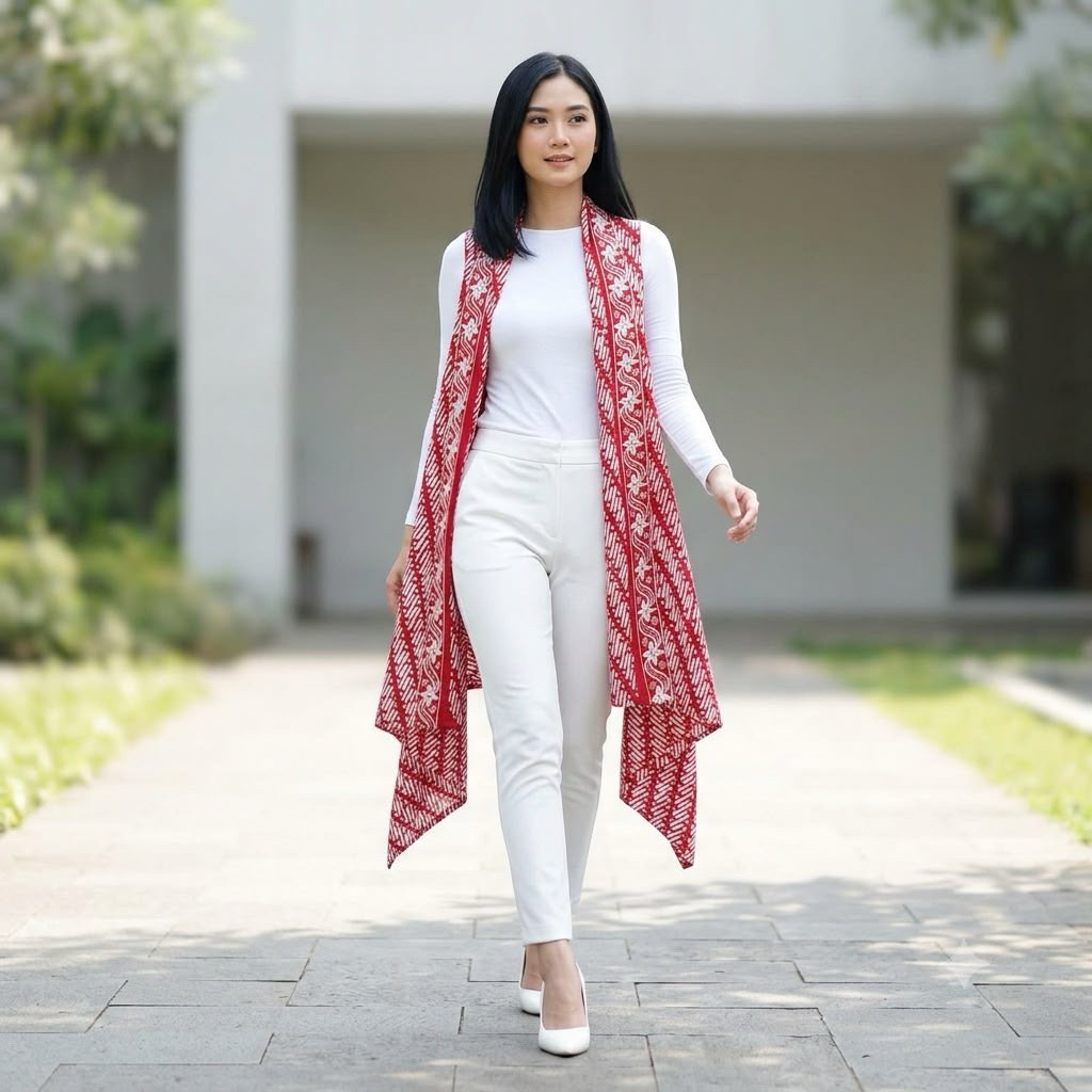OUTER BATIK CAP OUTER BATIK MERAH PUTIH OUTER BATIK MERAH PUTIH OUTER KEKINIAN BATIK