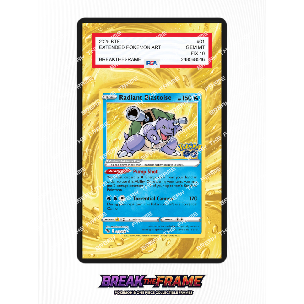 Radiant Blastoise - Pokemon GO #18 - Extended Art Pokemon TCG for Slab Guard / Slab Sleeve