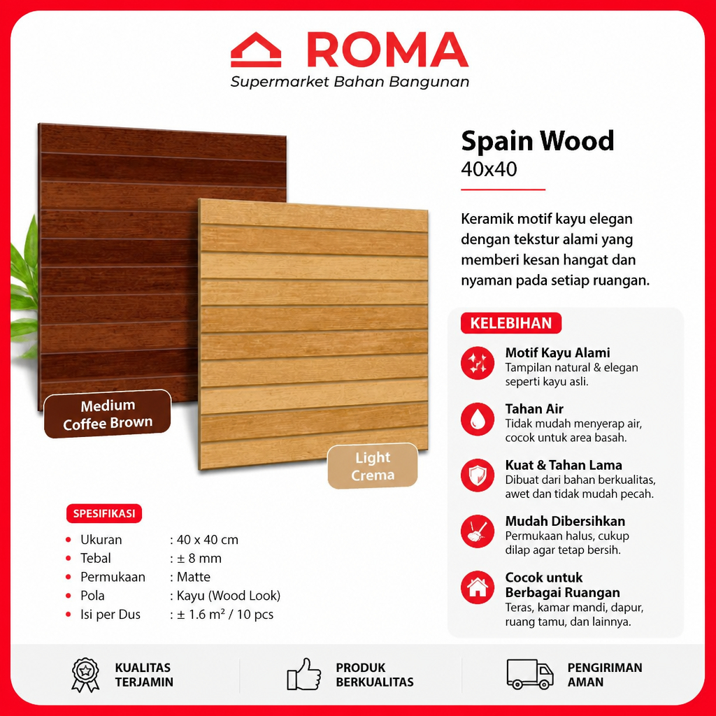 Atena Keramik Lantai / Keramik Motif Kayu Spain Wood Series 40X40