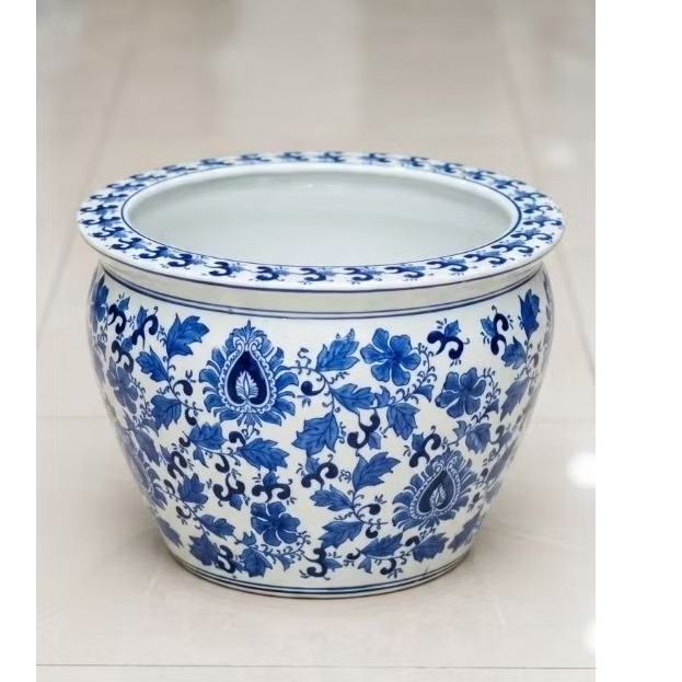 bak ikan keramik atau com baskom keramik bisa pot tanam keramik/pot bunga keramik biru putih/vas bun