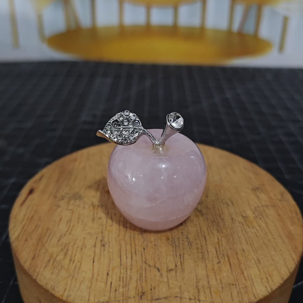 Batu Kristal Ornament Apple Rose Quartz (1) Asli Batu Alam