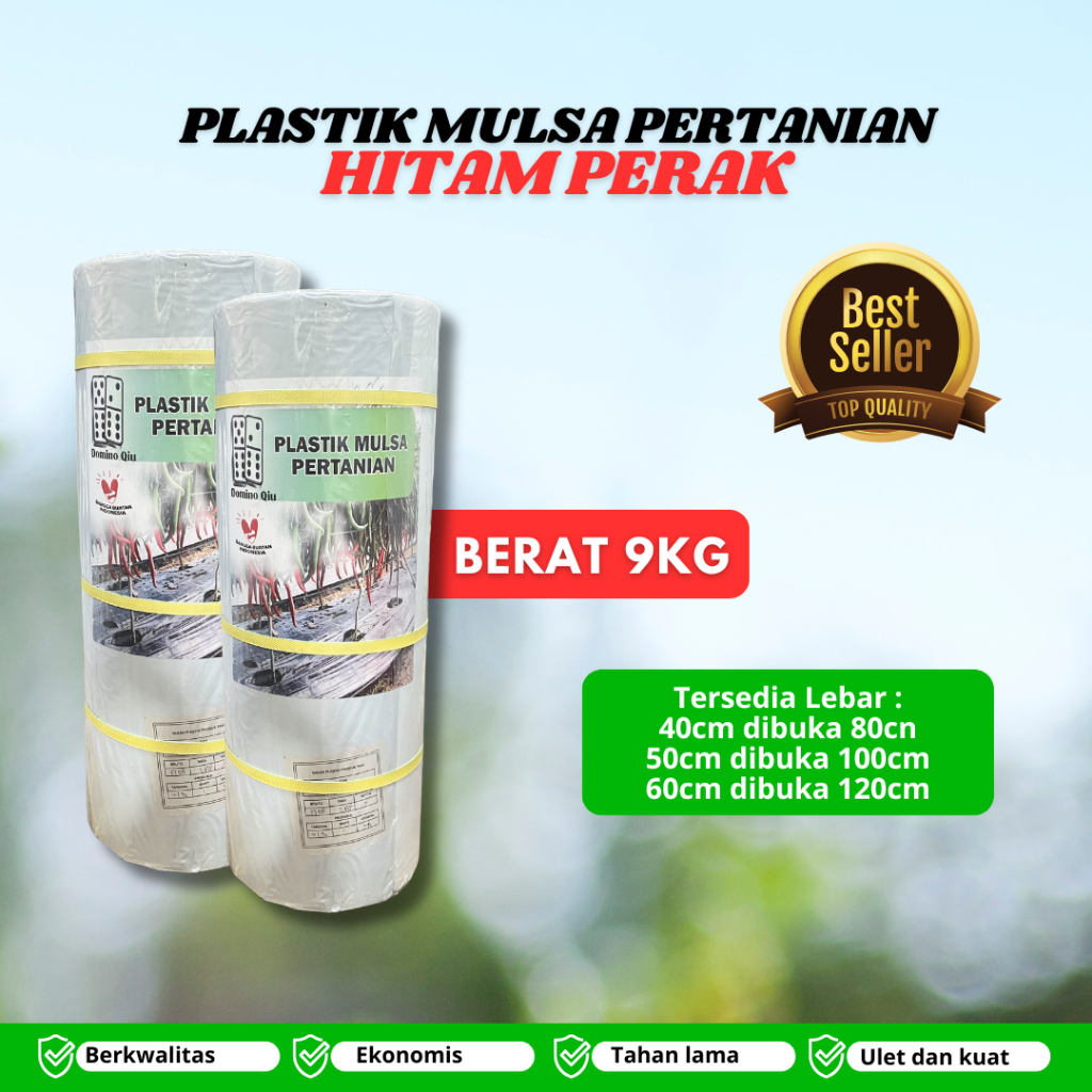 Plasik Mulsa Pertanian Merek Dominoque Berat 9kg/Mulsa Pertanian Hitam Perak 9kg/Plastik Mulsa Perta