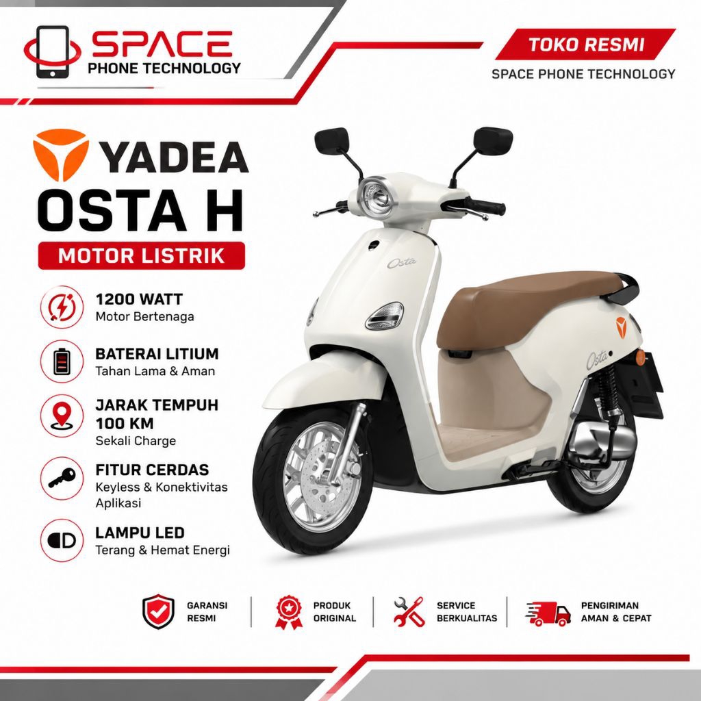 Motor listrik yadea osta-H 1500 watt baterai lithium