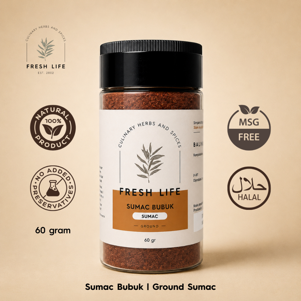 FRESH LIFE Sumac Bubuk - Ground Sumac / Sumac Powder / Sumac Ground 60 gram