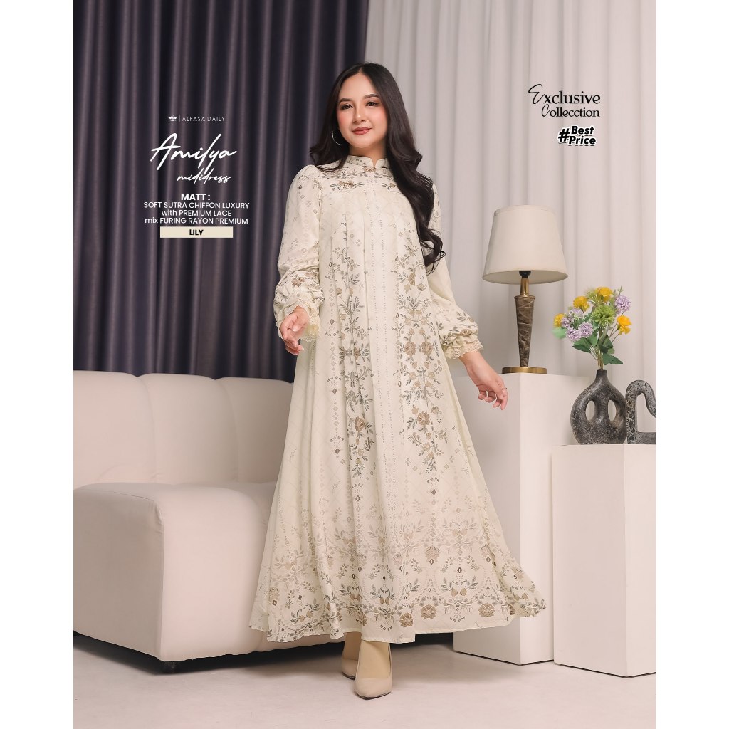 GAMIS KONDANGAN PREMIUM AMILYA MIDI DRESS - ALFASA DAILY