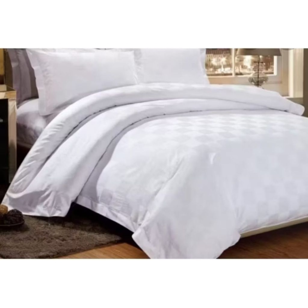 BIG SALE Bedcover set sprei putih garis bedcover set hotel