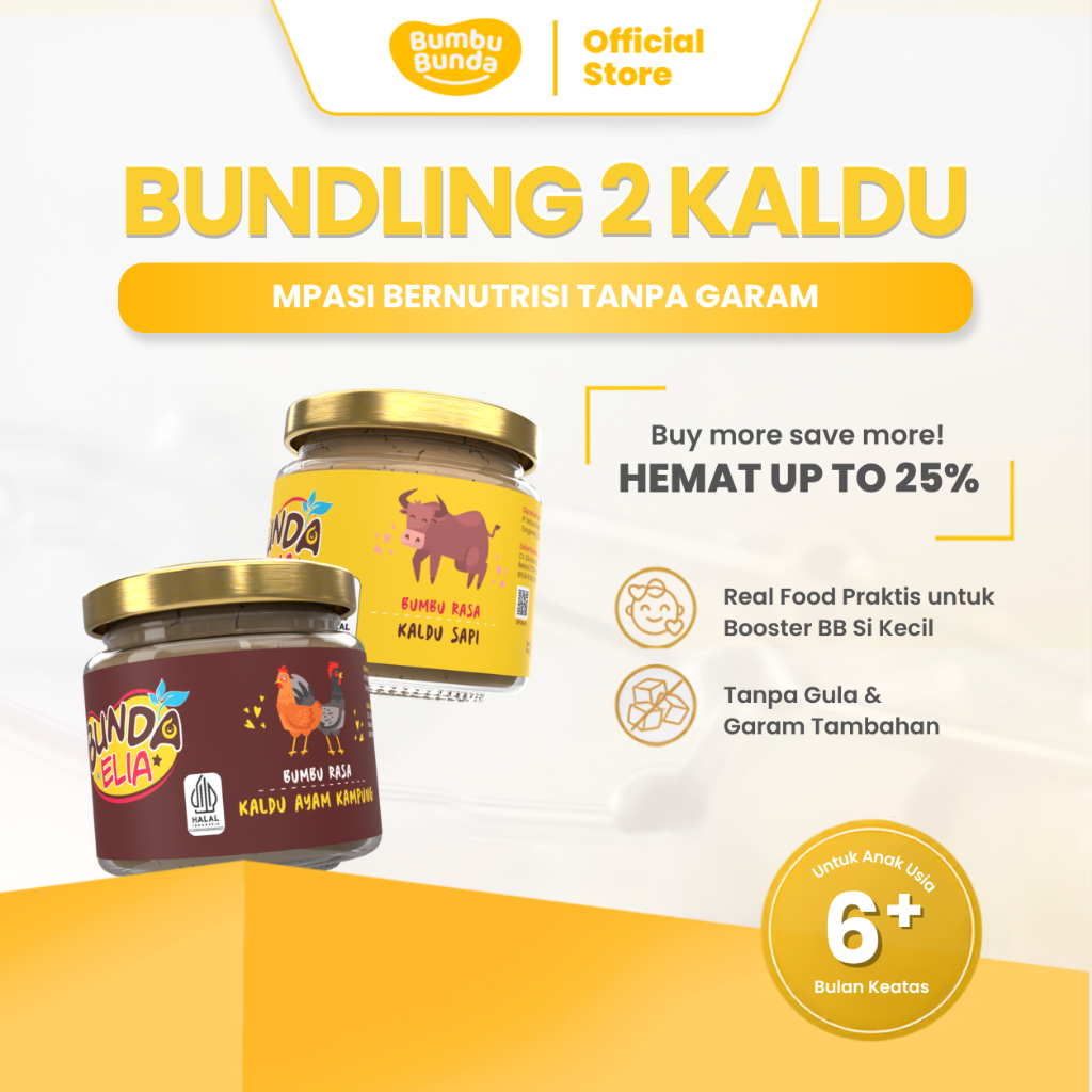 Bumbu Bunda Elia Kaldu Premium 2 pcs -  Kaldu MPASI | Kaldu Ayam, Sapi & Salmon | Tanpa MSG & Maltod