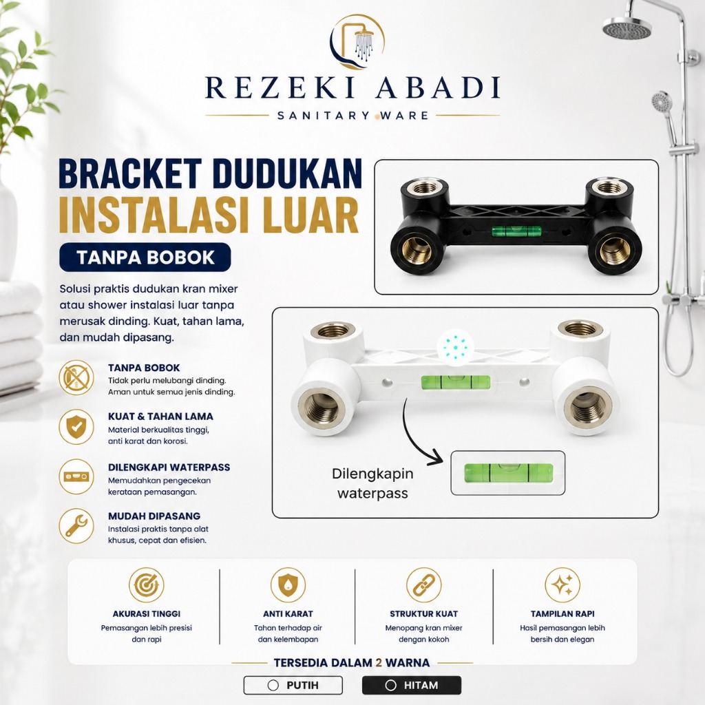 Bracket Dudukan Instalasi Luar Tanpa Bobok Kran Mixer  Panas Dingin - Bracket Water Heater