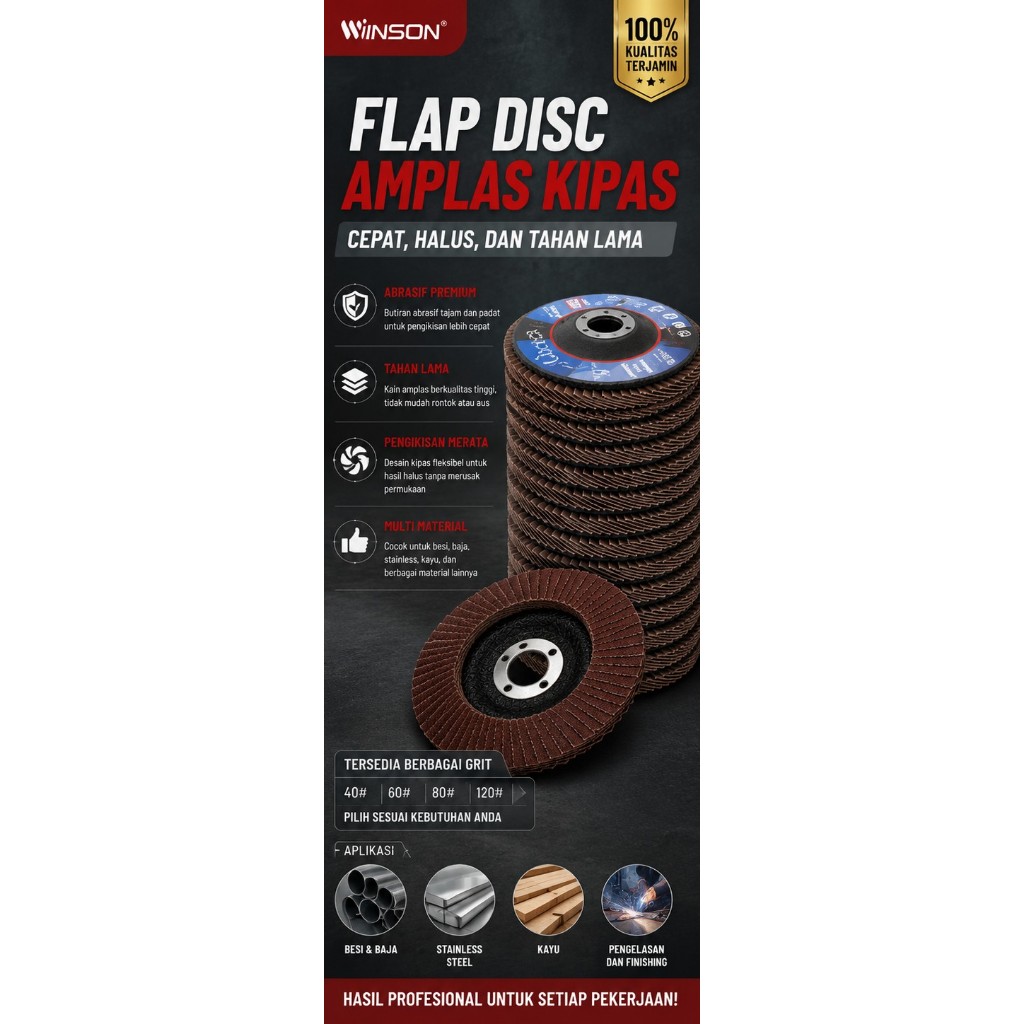 Amplas poles/amplas susun/amplas gerinda/amplas 4 inch/besi stainless/flap disc/amplas bulat/