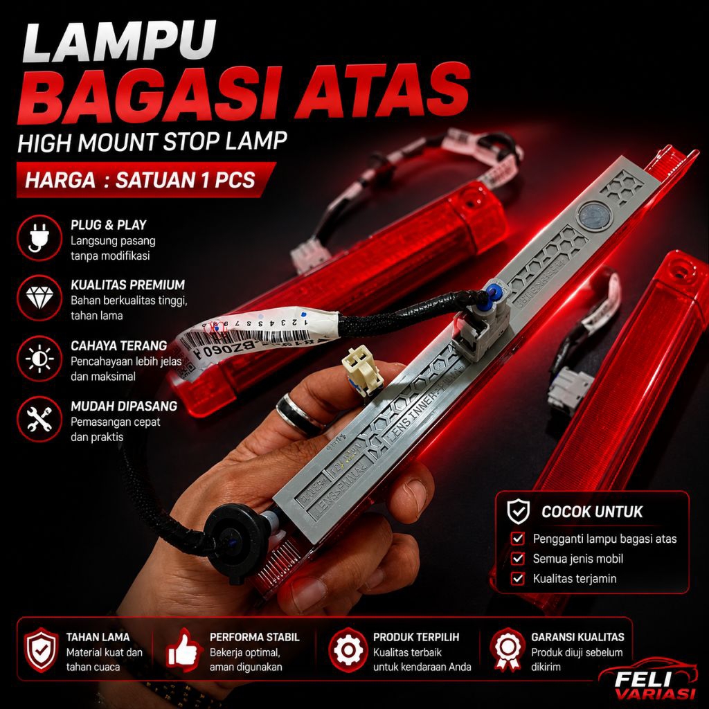 Lampu Spoiler Bagasi Belakang original Mobil AVANZA XENIA 2003-2011 INNOVA 2004-2015 FORTUNER 2016 H
