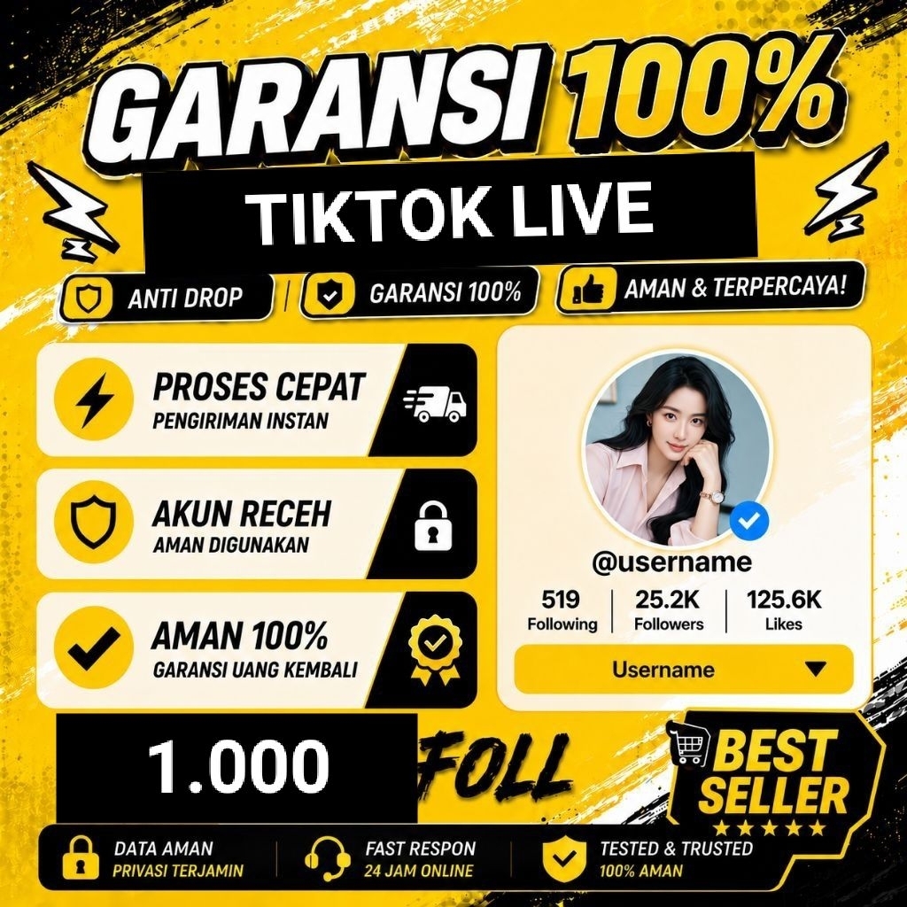 Akun TikTok Live Follower 1000+ Aman dan Garansi login