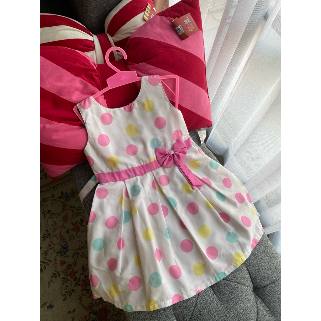 preloved dress polkadot pastel pink baby anak perempuan 2-3t not tykes and tots