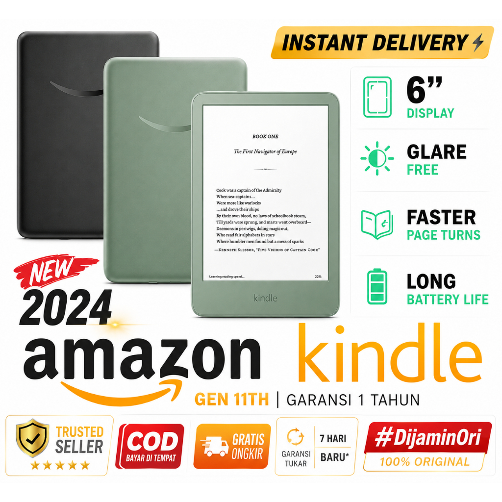 2024 Amazon Kindle basic 6" inch glare-free Matcha / Black display Gen 11 E-book reader 16GB PDF