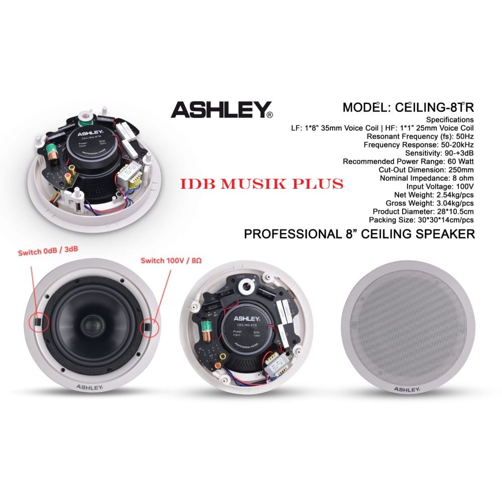 Speaker Ceiling 8" Ashley CEILING-8TR CEILING8TR Speaker Plafon Original