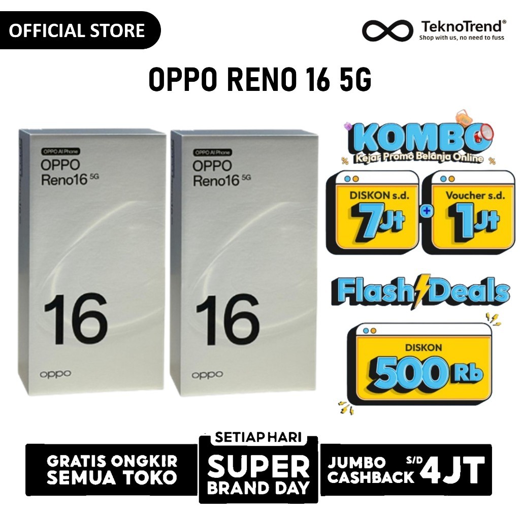 Hp Oppo Reno 16 5G 12/256GB 8/256GB - Smartphone ponsel android garansi resmi