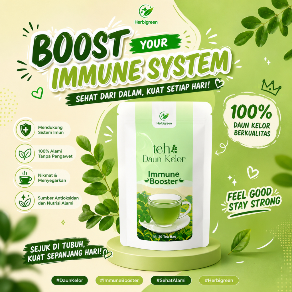 Herbigreen Teh Daun Kelor Herbal Detoks Imun Booster teh daun kelor, teh kelor, teh kelor herbal, te