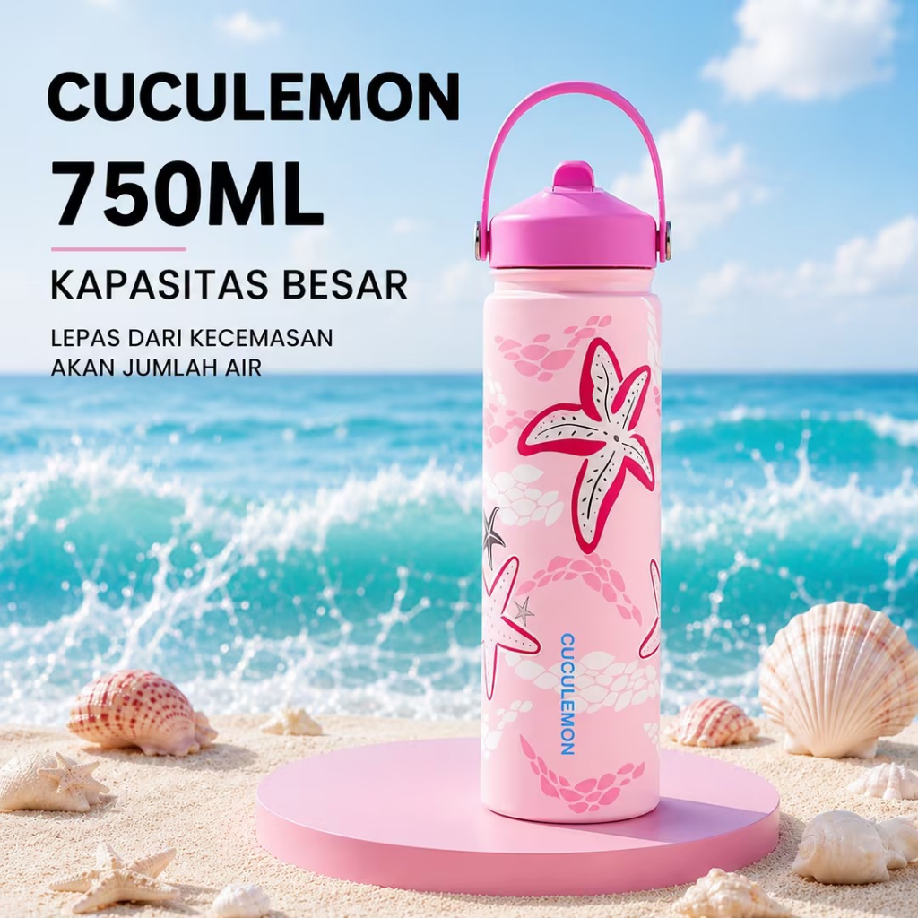Cuculemon Botol Minum Tumbler Stainless Steel 750ml Olahraga Portable Termos Air Tahan Panas Dingin
