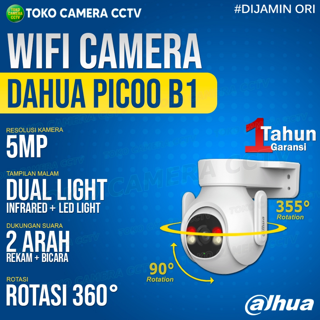 CCTV WIFI OUTDOOR ALARM PTZ DAHUA 5MP PICOO KAMERA CCTV OUTDOOR PINTAR BERSUARA BERWARNA