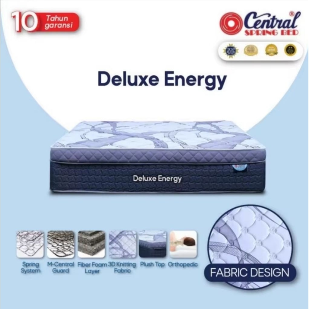 CENTRAL Kasur Spring Bed Mattress Plush Top DELUXE ENERGY 160x200