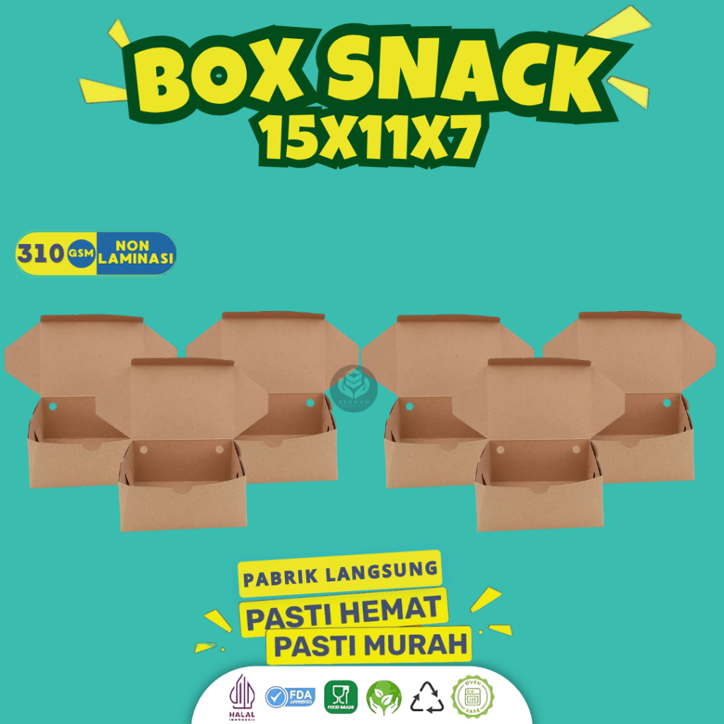 Dus Snack 15x11 Box 11x15 Dus Snack Dus Kue Tebal 310 Gsm (B44K3-15X11X7)