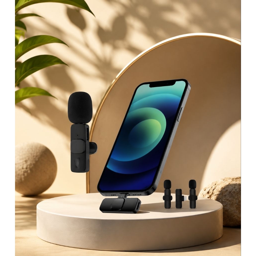 Preloved Wireless Lavalier Microphone Mic Clip On HP iPhone Android Type C Lightning untuk Live Stre