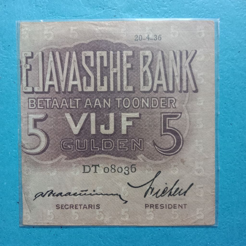 Uang Senering 5 Gulden Seri Wayang 1936