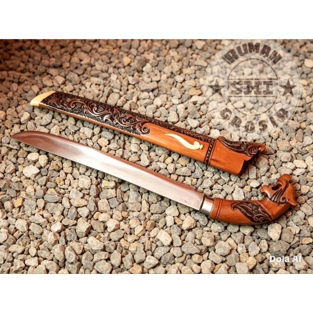 Golok macan merah pamoroan golok pisau sembelih motif ukir macan