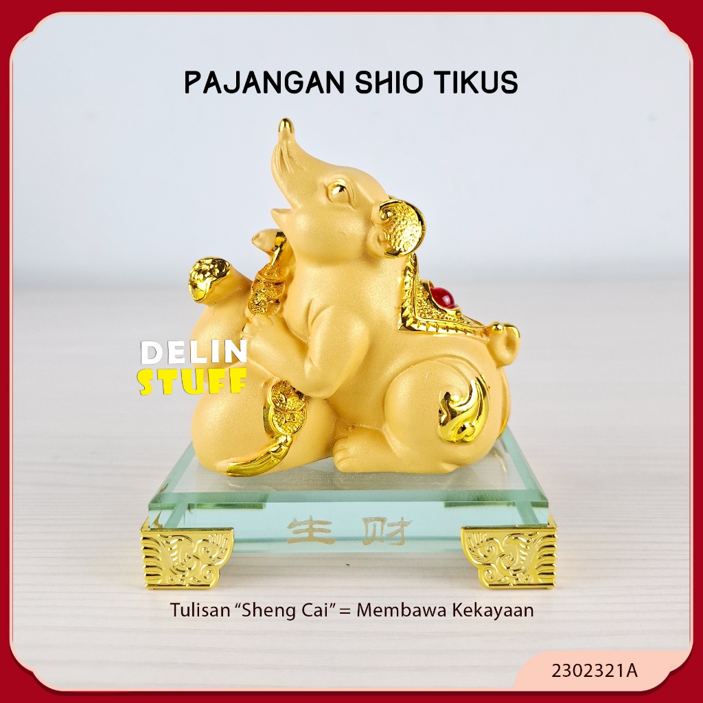 Patung Emas Shio Tikus Pajangan Shio Tikus 12 Shio Chinese Zodiak (2302321A)