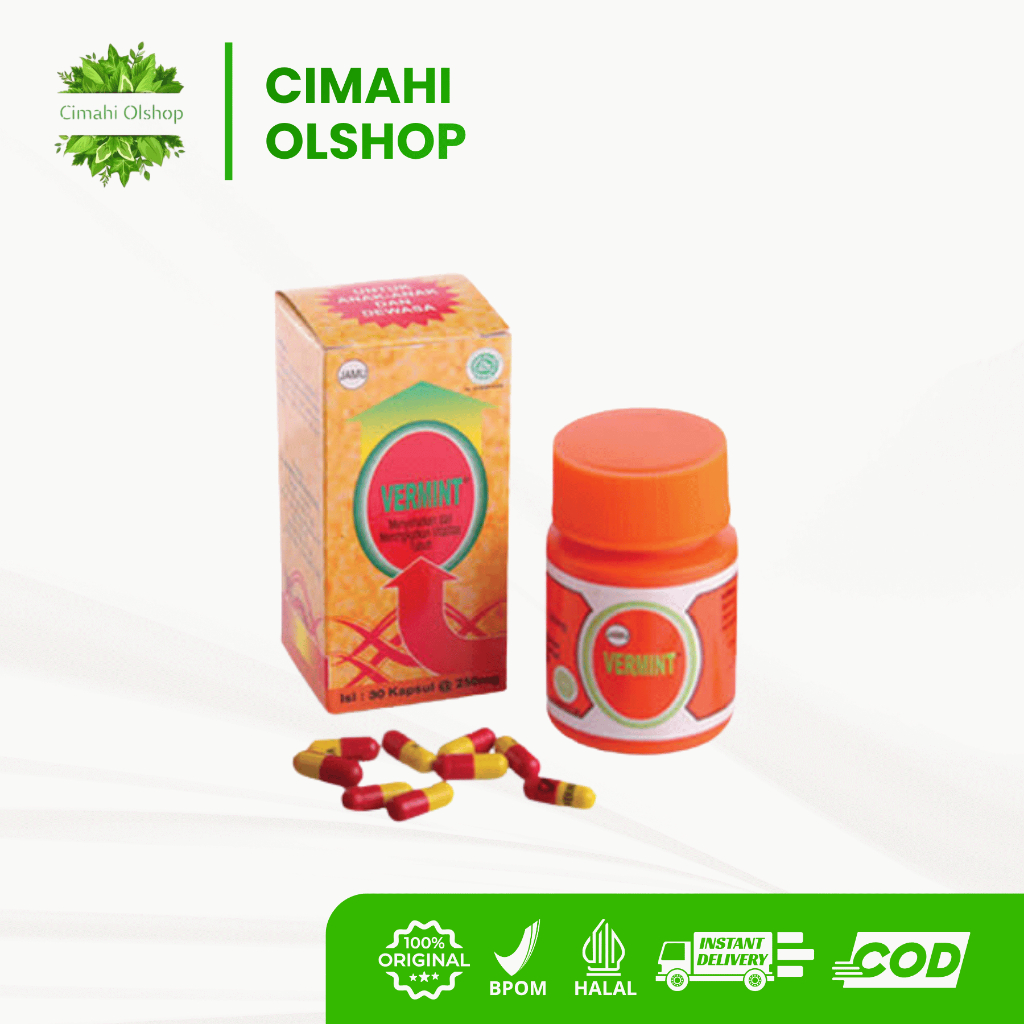 VERMINT 30 KAPSUL CACING VERMINT | VERMINT 12 KAPSUL CACING | UNTUK DEMAM TINGGI DAN TYPUS