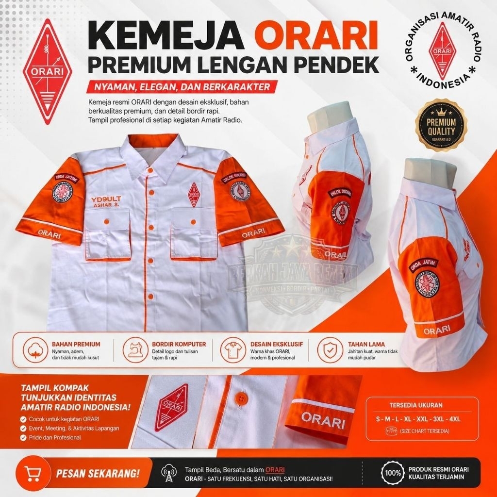 Kemeja Orari/Seragam PDH Orari/Kemeja Organisasi Amatir Radio/Orari Full Atribut Exclusive