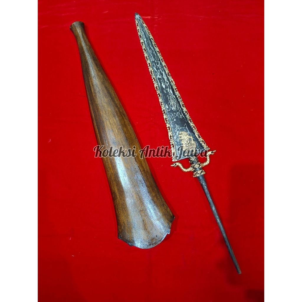 Pusaka Tombak Pamor Kinatah Kuningan Bolak Balik (BagongSemar)