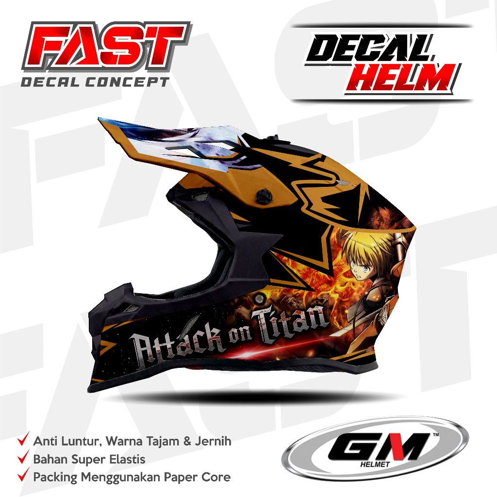 Decal stiker helm GM Cross Fullface Keren Livery HELM GM cross Design Sticker Helm Anti Pudar