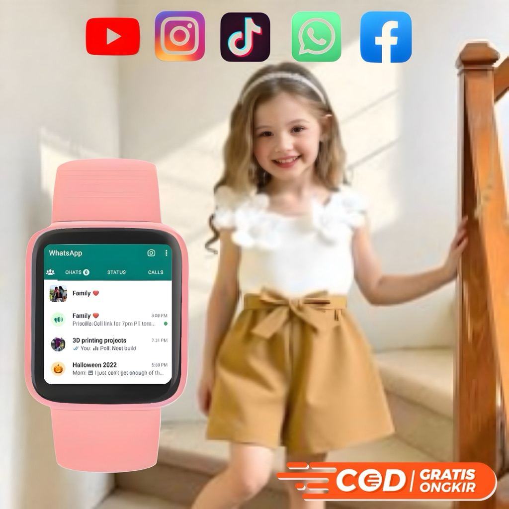 Smartwatch Jam Tangan Pintar Android HP Bisa Watshapp Sms Telpon Tahan air Anak Anak Dewasa Pria Wan
