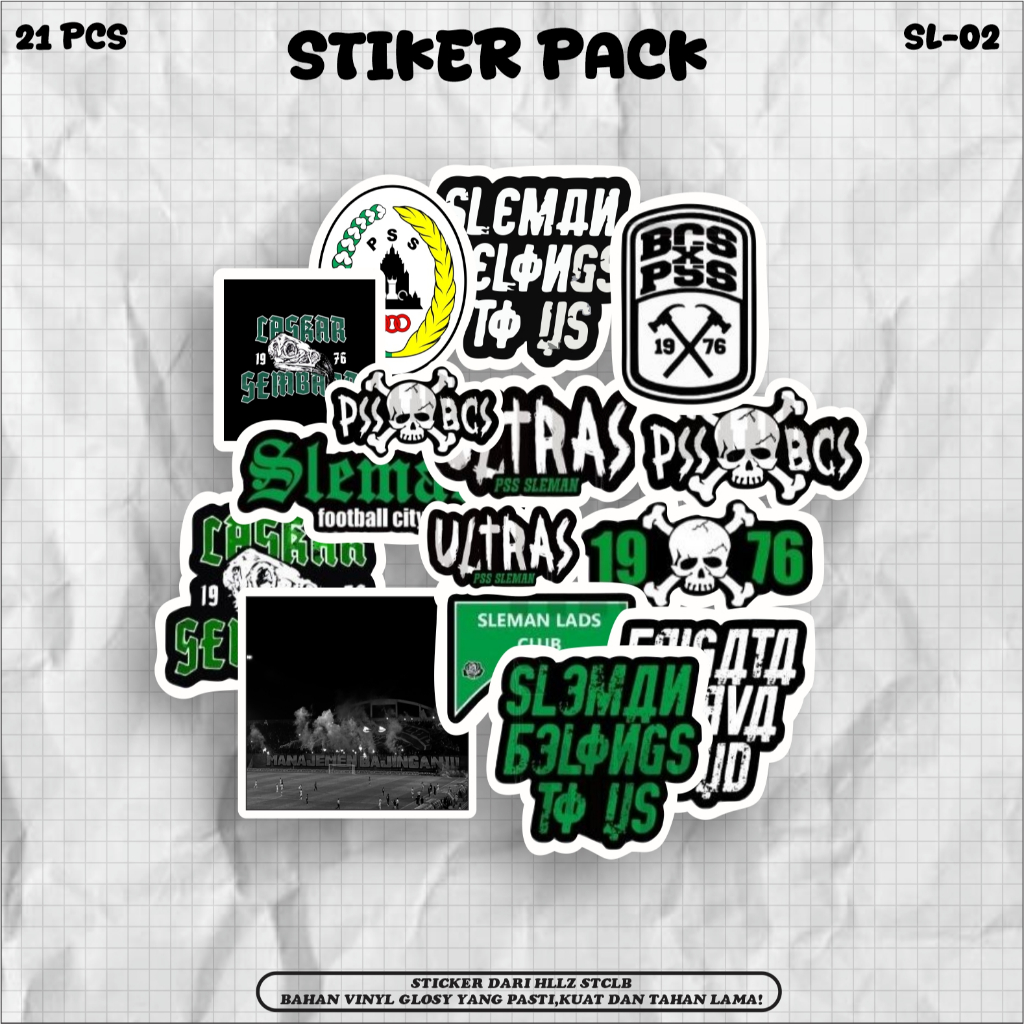 STIKER PACK PSS SLEMAN BCS SL-02 – Vinyl Cutting Waterproof | 15 PCS Premium PSS SLEMAN Sticker Pack