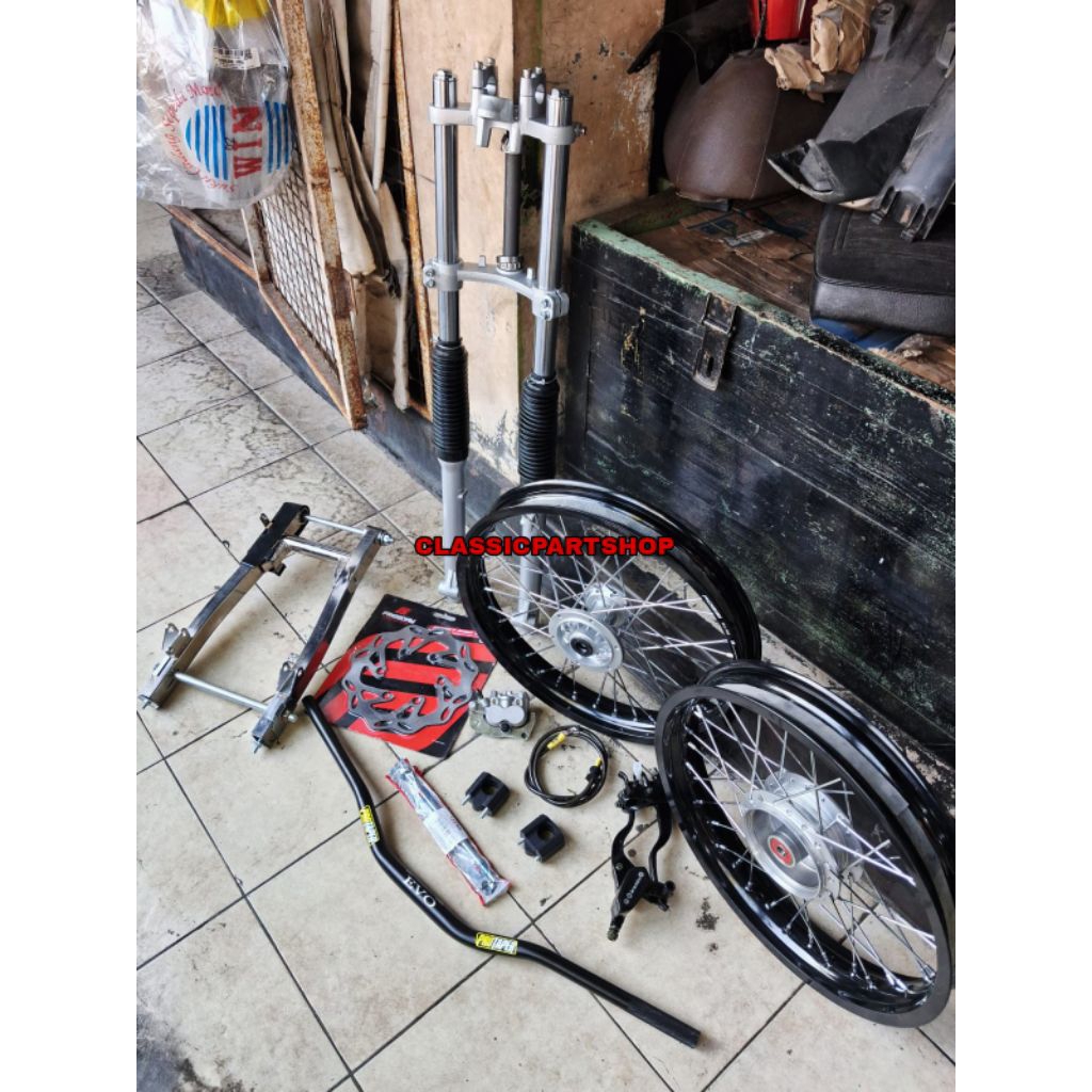shok skok shock sok depan kawasaki klx set segitiga atas bawah ninja r rr ss pnp honda win win 100 s