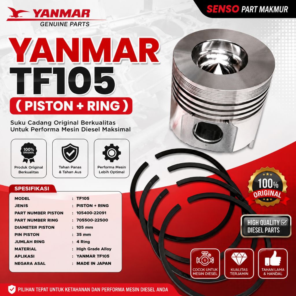 TF105 ( PISTON + RING ) YANMAR DIESEL TF105