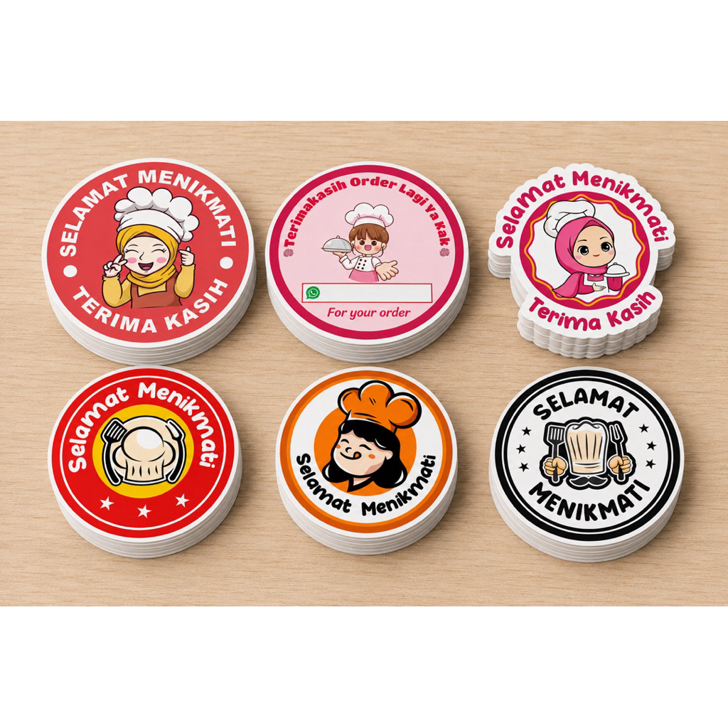 Stiker vinyl Custom Logo Usaha | Label Makanan Minuman Cutting Kisscut Free Design