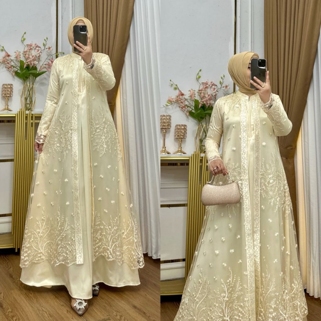 GAMIS NADIRA/DRESS NADIRA/NADIRA DRESS BUSUI/ORGANZA BORDIR PAYET MOTE/GAMIS PESTA/BAJU KONDANGAN/GA