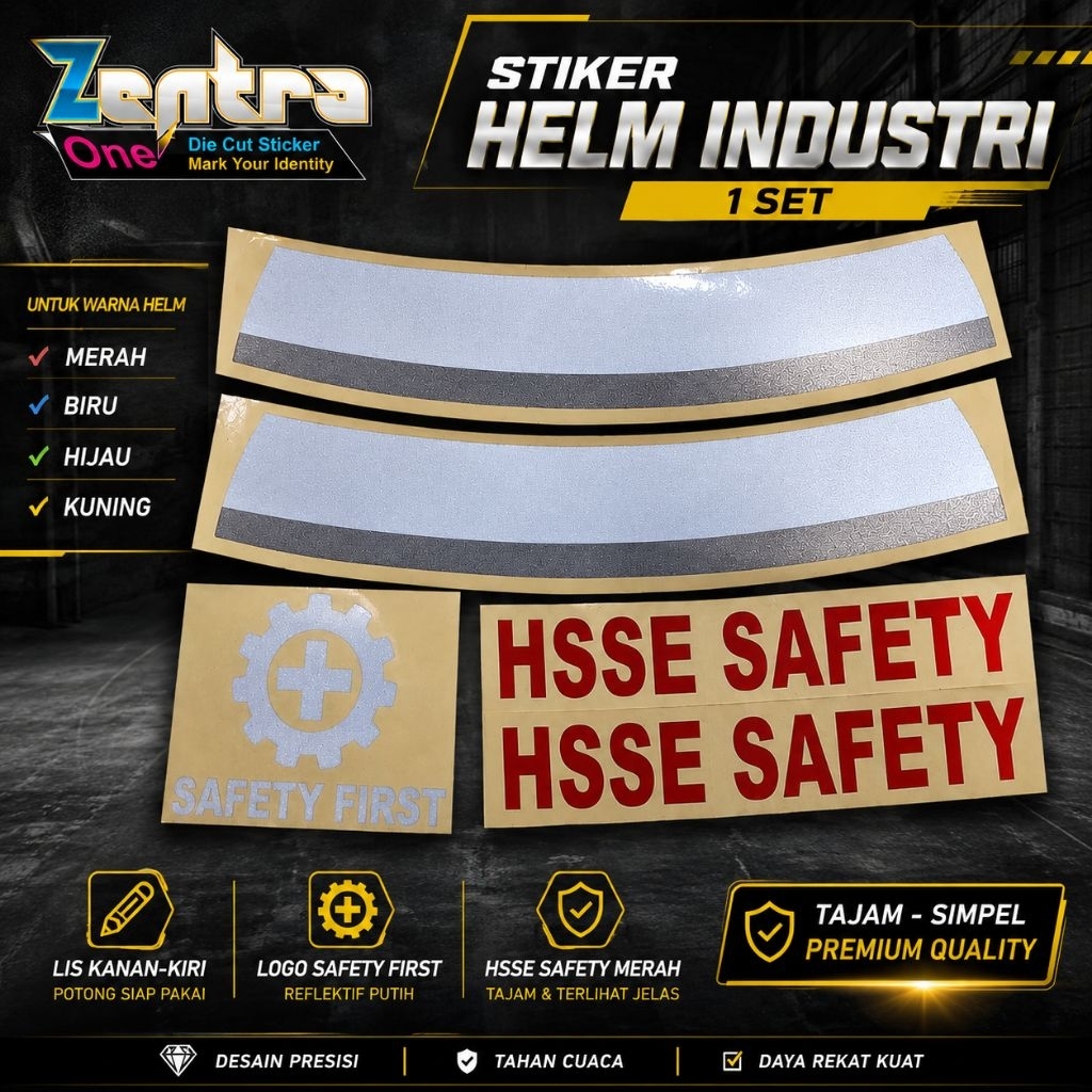 Stiker helm proyek striping Custom kanan-kiri