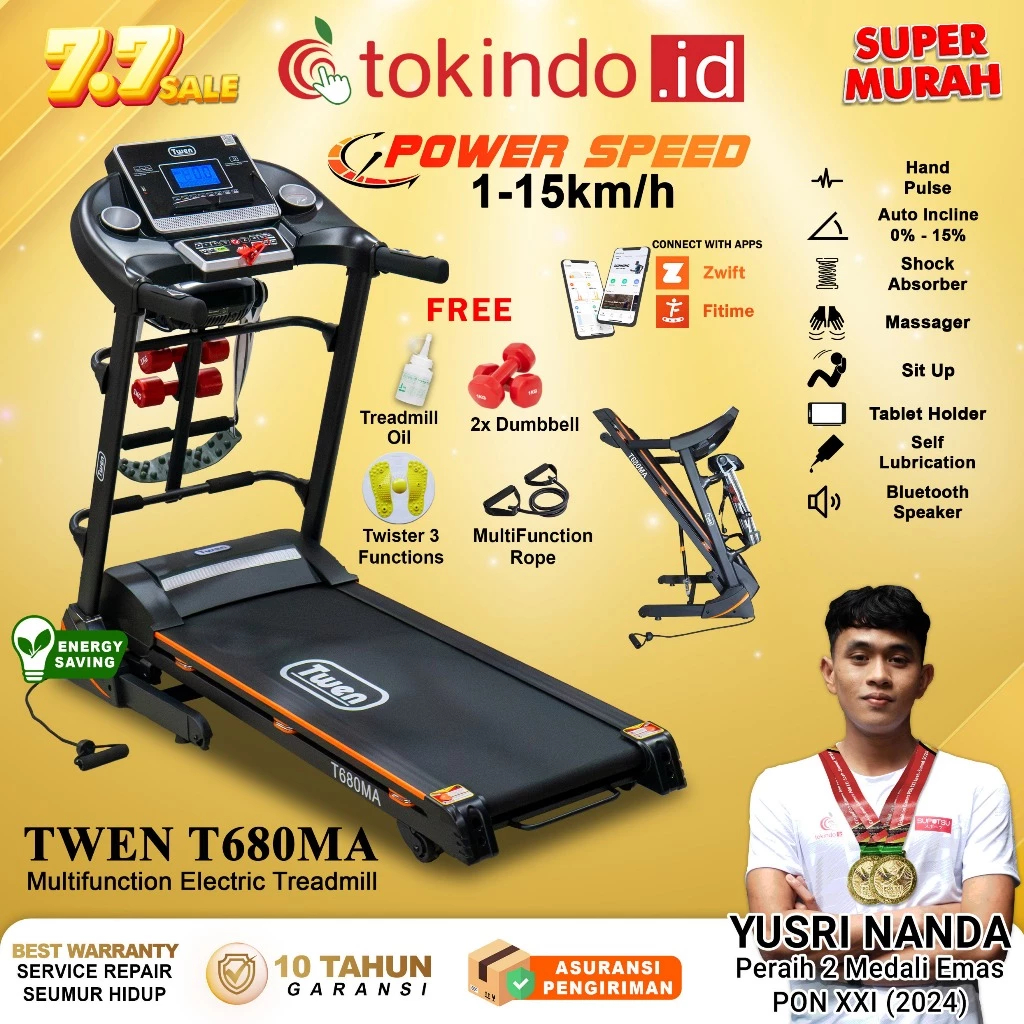 TWEN T680MA Treadmill Elektrik Treadmill Listrik Treadmill Multifungsi Treadmill Murah Treadmil
