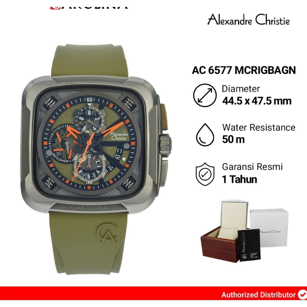 Alexandre Christie AC 6577/Ac6577 rubber  Jam Tangan Cowok  Original
