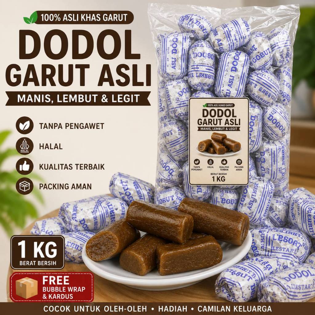 Dodol Garut Asli 500gr | Dodol Kertas Khas Garut Original | Oleh Oleh Garut Halal Manis Legit