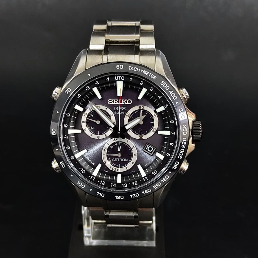 Seiko Astron SBXB011 Black GPS Solar Chronograph Date