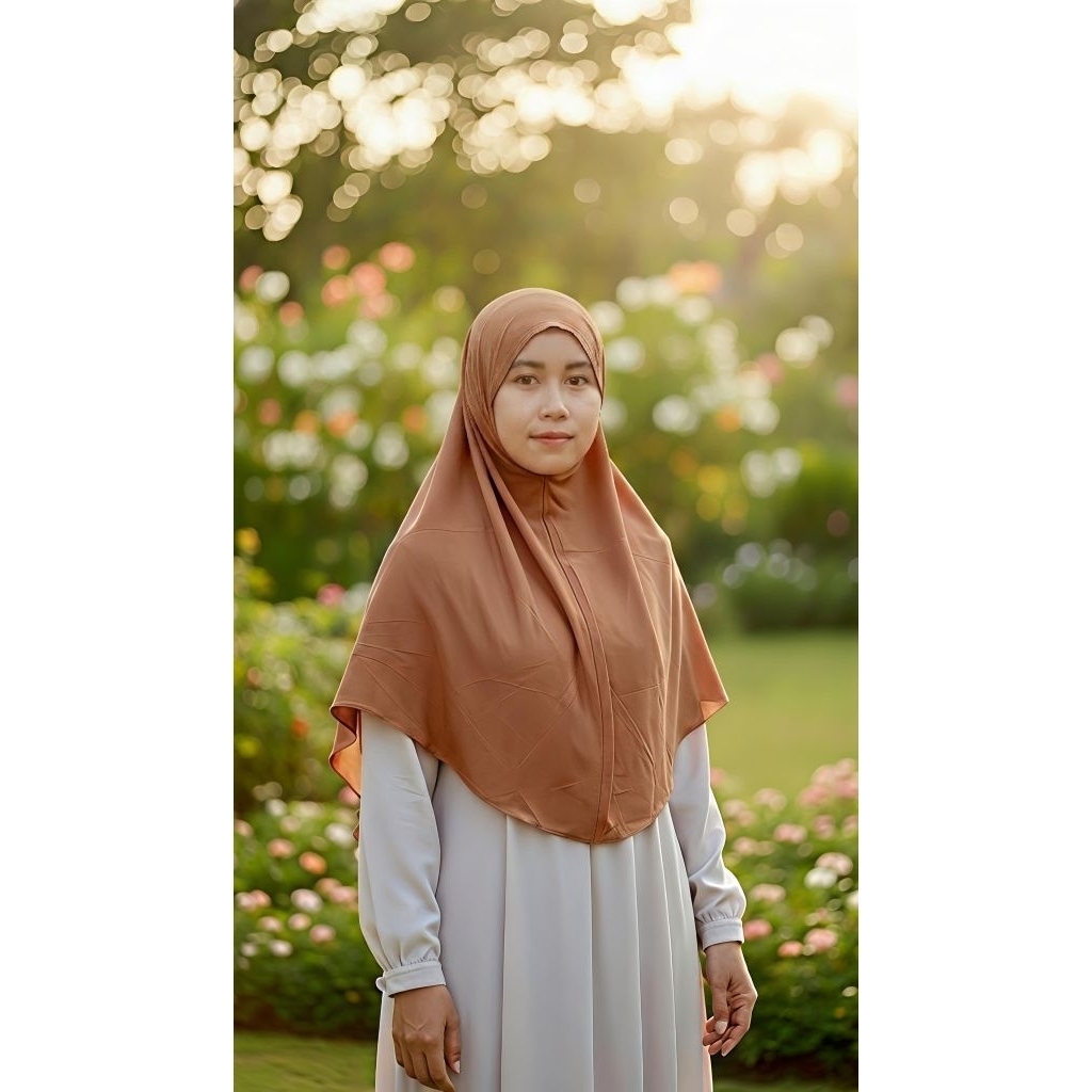 PRELOVED Jilbab Instan non Pad Ceruty Baby Doll - warna milo | Kerudung Syar'i Cantik