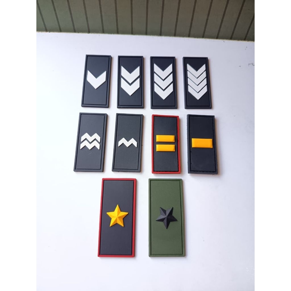 PATCH RUBBER 1SET KERAH PANGKAT TNI POLISI EMBLEM KARET