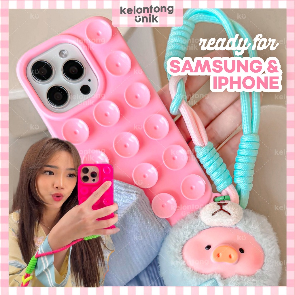 [READY GURITA FUJI] Acc_box | (Free Gelang Hp) Gurita Silicone Suction Cup Case with Lanyard Phone C
