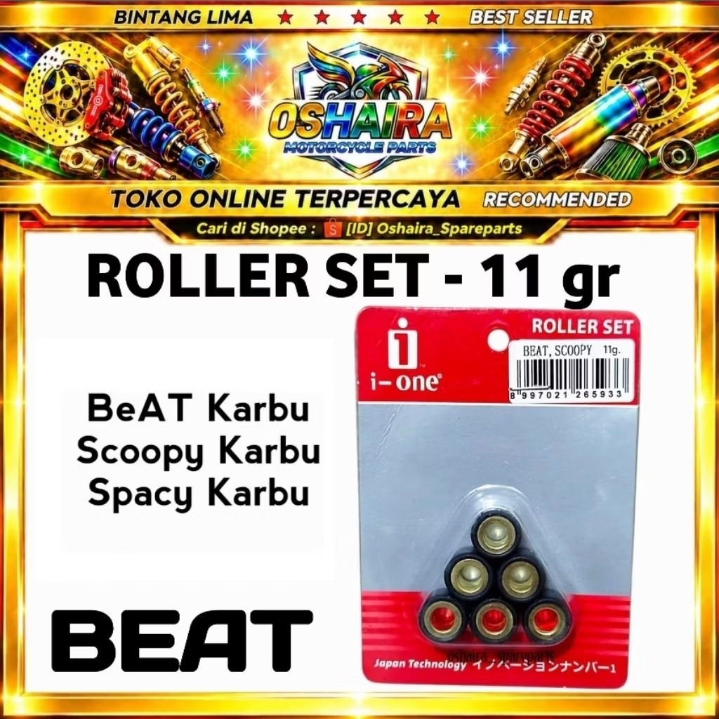 ROLLER i-one (6 Pcs) 11gr / ROLLER SET BEAT / SCOOPY, BEAT karbu, Scoopy karbu, SPACY Karbu, BEAT RO