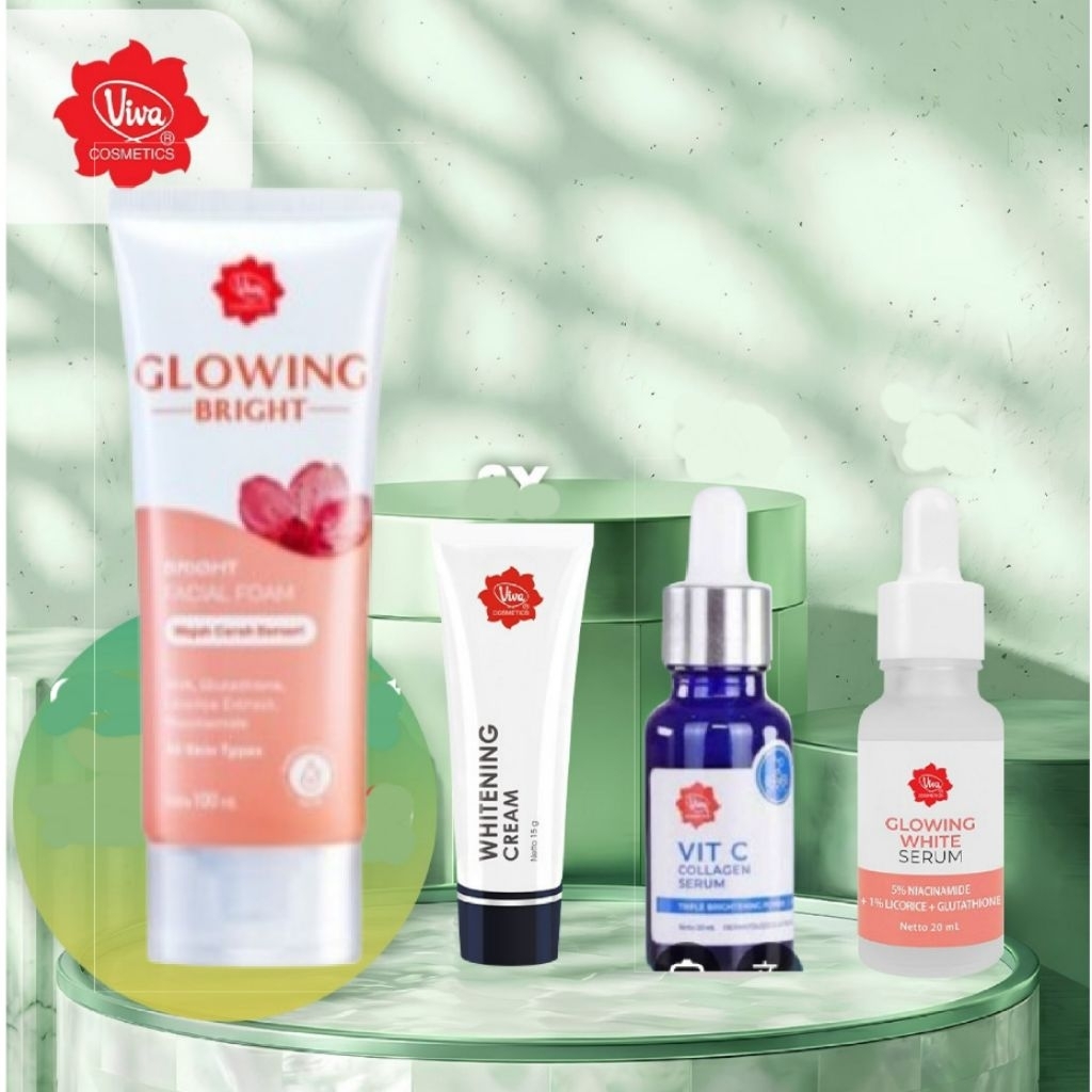 PROMO Paket Viva Facial Foam Cleansing Toner Perawatan Kulit Wajah Flek Hitam Brightening White Glow