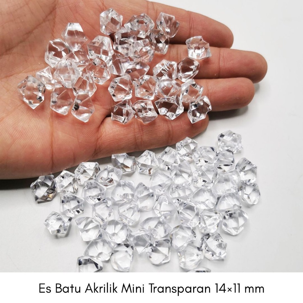 Es Batu Palsu Mini Akrilik Transparan 14x11mm Ice Cube Crystal isi 10 pcs